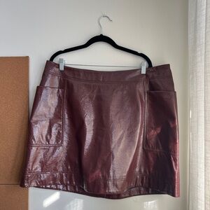 Anthropologie Burgundy Faux Leather Mini Skirt